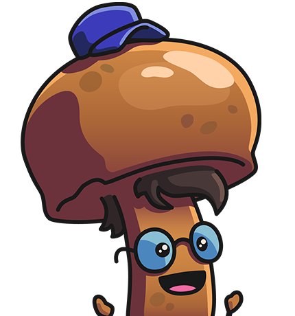 Mushroom character with staff